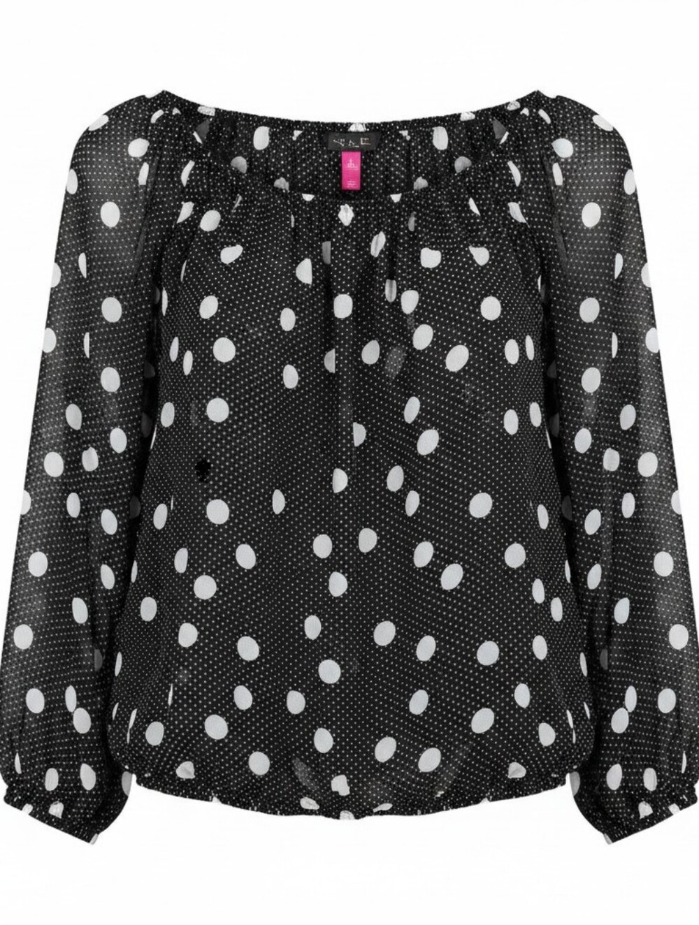 Vince Camuto Black and White Polka Dot Peasant Blouse